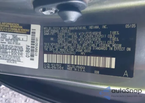 2005 Toyota Sienna Le из США, поврежденный, VIN 5TDZA23C35S339443